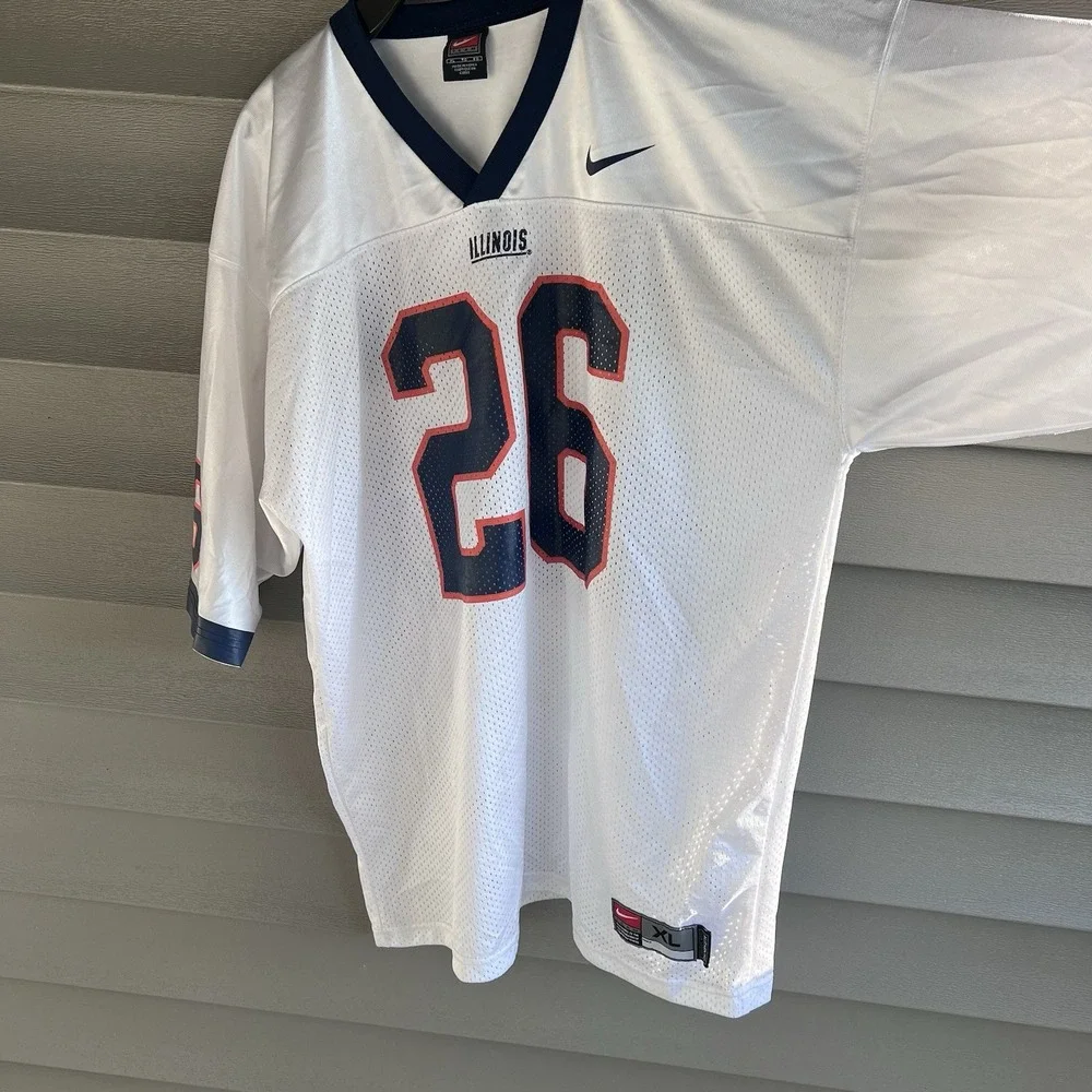 Vintage Nike Team Illinois Fighting Illini #26 Football Jersey White XL NCAA
